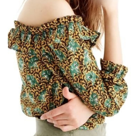J. Crew Tops - J. Crew Ratti off the shoulder elephant top sz 12